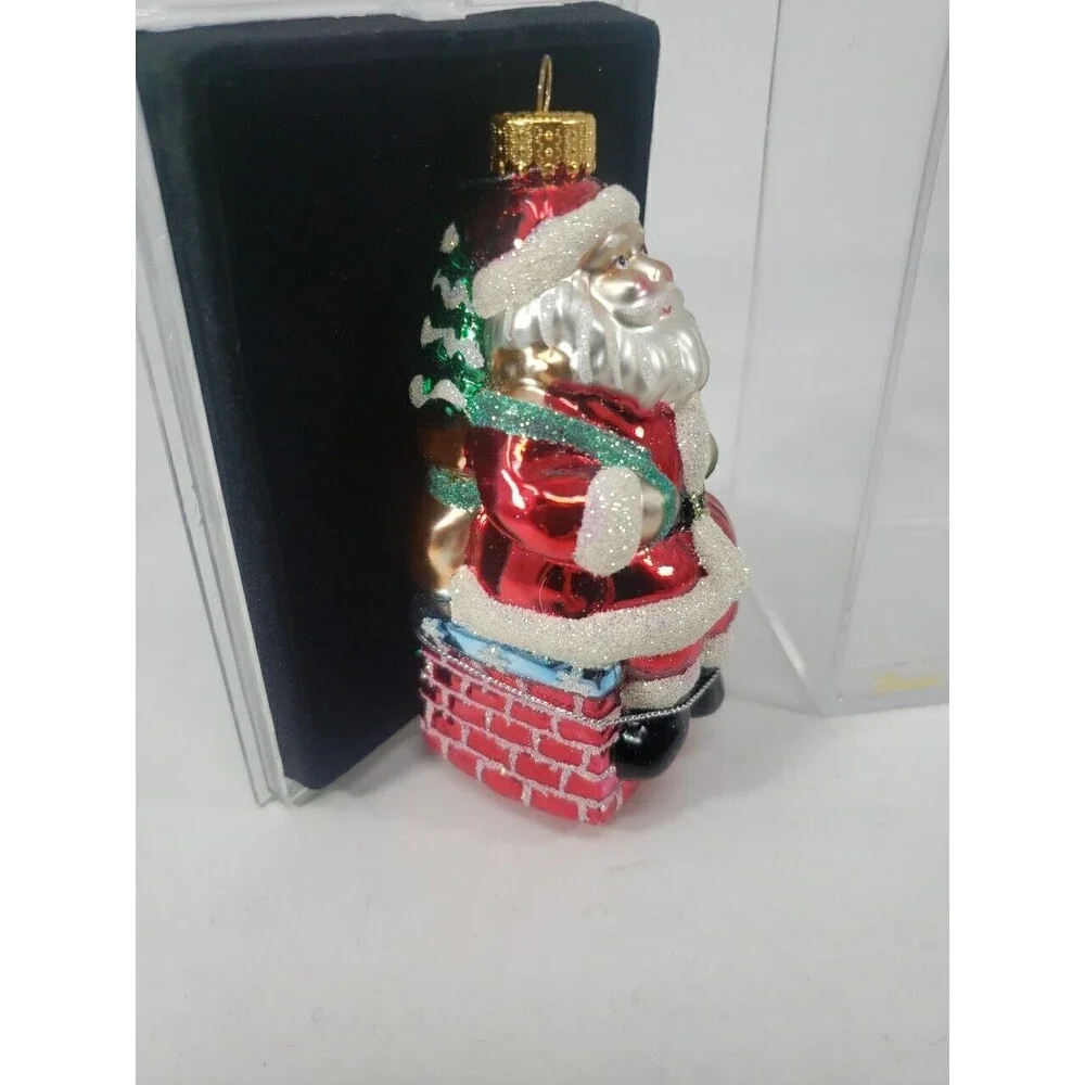 Vintage Glass Santa Ornament 2003 Unique Treasure Hand Made Transparent Box